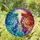 Stained Glass Cosmic Figures Holding Hands Moon Galaxies - Tiffany Style Glowing Art Stained Glass Suncatcher - 1
