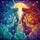 Stained Glass Cosmic Figures Holding Hands Moon Galaxies - Tiffany Style Glowing Art Stained Glass Suncatcher - 5
