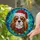 Cavalier King Charles Spaniel Santa Hat Stained Glass Wreath - Christmas Dog Lover Holiday Decor Stained Glass Suncatcher - 2