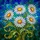 Six White Daisies Yellow Orange Centers Green Leaves Tiffany Glass Style Jewel Tone Mosaic Art Stained Glass Suncatcher - 5