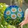 Six White Daisies Yellow Orange Centers Green Leaves Tiffany Glass Style Jewel Tone Mosaic Art Stained Glass Suncatcher - 2