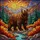 Stained Glass Brown Bear Mountain Sunrise Tiffany Jewel Tones Stained Glass Suncatcher - 5