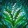 Lily of the Valley Floral Tiffany Style Stained Glass Art with Green Leaves & Teal Mosaic Stained Glass Suncatcher - 5