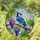 Blue Jay Branch Stained Glass Purple Grapes Vine Leaves Translucent Tiffany Mosaic Stained Glass Suncatcher - 1