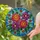 Lush Dahlia Flower Bouquet Stained Glass Art - Tiffany Style Translucent Mosaic Gift Stained Glass Suncatcher - 2