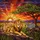 African Lion Pride Stained Glass Art - Savanna Sunset Landscape Wild Animals Decor Stained Glass Suncatcher - 5