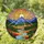 Glowing Sun Mountain River Forest Autumnal Vista - Home Decor Window Gift Stained Glass Suncatcher - 1