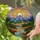 Glowing Sun Mountain River Forest Autumnal Vista - Home Decor Window Gift Stained Glass Suncatcher - 2