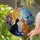 Stained Glass Tuxedo & Tabby Cats Nuzzling Purple Flowers Sun - Feline Art Gift Stained Glass Suncatcher - 2