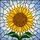 Tiffany Glass Sunflower Seed Head Mosaic - Radiant Petals, Sky, Emerald Green Leaves Stained Glass Suncatcher - 5
