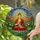 Serene Buddha Lotus Flowers Stained Glass Sunburst - Zen Meditation Spiritual Decor Stained Glass Suncatcher - 2