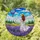 Young Woman Lavender Field Hot Air Balloon Glowing Stained Glass Art Countryside Scene Stained Glass Suncatcher - 1