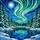 Stained Glass Northern Lights Winter Night Frozen Lake Evergreen Forest Full Moon Artwork Stained Glass Suncatcher - 5