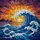 Towering Breaking Ocean Wave Frothy Crest Deep Blue Water Colorful Sunset Sky Tiffany Glass Stained Glass Suncatcher - 5