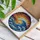 Towering Breaking Ocean Wave Frothy Crest Deep Blue Water Colorful Sunset Sky Tiffany Glass Stained Glass Suncatcher - 3