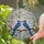 Blue Jays Stained Glass Tiffany Style Flowering Branches Pink Blossoms Mosaic Background Stained Glass Suncatcher - 2