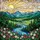 Tiffany Stained Glass Mountain River Landscape Wildflowers Sun Clouds Scenic View Stained Glass Suncatcher - 5