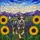 Joyful Blue Heeler Dog Running Sunflowers Lavender Mountains Stained Glass Art Stained Glass Suncatcher - 5