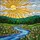 Tiffany Stained Glass Mosaic River Landscape Pine Forest Hills Radiant Sun Decor Stained Glass Suncatcher - 5