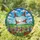Five Birds Flying Wildflowers Blue Sky Green Hills - Tiffany Stained Glass Art Stained Glass Suncatcher - 1