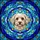 Fluffy White Dog Stained Glass Art – Maltese Poodle Portrait Geometric Blue Teal Mosaic Stained Glass Suncatcher - 5