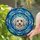 Fluffy White Dog Stained Glass Art – Maltese Poodle Portrait Geometric Blue Teal Mosaic Stained Glass Suncatcher - 2