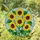 Tiffany Stained Glass Five Sunflowers, Lush Leaves, Textured Mosaic, Frosted Sky Art Stained Glass Suncatcher - 1
