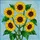 Tiffany Stained Glass Five Sunflowers, Lush Leaves, Textured Mosaic, Frosted Sky Art Stained Glass Suncatcher - 5