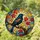 Red-winged Blackbird Stained Glass with Autumn Maple Leaves - Tiffany Style Bird Lover Gift Stained Glass Suncatcher - 1