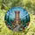 Glowing Castle Tower Stained Glass Art - Medieval Forest Path & Swirling Sky Window Art Stained Glass Suncatcher - 1