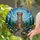 Glowing Castle Tower Stained Glass Art - Medieval Forest Path & Swirling Sky Window Art Stained Glass Suncatcher - 2