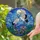 Cranes Full Moon Stained Glass - Intricate Bird Mosaic with Deep Blue Waves & Green Foliage Stained Glass Suncatcher - 2