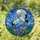 Cranes Full Moon Stained Glass - Intricate Bird Mosaic with Deep Blue Waves & Green Foliage Stained Glass Suncatcher - 1
