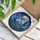 Cranes Full Moon Stained Glass - Intricate Bird Mosaic with Deep Blue Waves & Green Foliage Stained Glass Suncatcher - 3