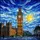 Big Ben Clock Tower Parliament Night Sky Mosaic - London Landmark Stained Glass Gift Stained Glass Suncatcher - 5