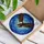 Bald Eagle Stained Glass Mosaic - Tiffany Style Rippling Waves Deep Blue Golden Yellow Stained Glass Suncatcher - 3