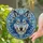 Wolf Head Portrait Stained Glass - Intense Gaze Tiffany Jewel Tone Abstract Fur Stained Glass Suncatcher - 2