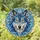 Wolf Head Portrait Stained Glass - Intense Gaze Tiffany Jewel Tone Abstract Fur Stained Glass Suncatcher - 1