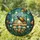 Iridescent Beetle Glowing Mushroom Forest Glade - Dragonfly Moth Tiffany Stained Glass Artwork Stained Glass Suncatcher - 1