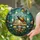 Iridescent Beetle Glowing Mushroom Forest Glade - Dragonfly Moth Tiffany Stained Glass Artwork Stained Glass Suncatcher - 2