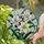 Three White Lilies Stained Glass Art - Tiffany Inspired Daffodil Yellow Green Mosaic for Home Decor Stained Glass Suncatcher - 2