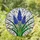 Tiffany Stained Glass Grape Hyacinth Flowers - Intricate Blue Bell Florets & Green Leaves Stained Glass Suncatcher - 1