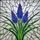 Tiffany Stained Glass Grape Hyacinth Flowers - Intricate Blue Bell Florets & Green Leaves Stained Glass Suncatcher - 5