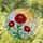 Vibrant Stained Glass Zinnia Flowers - Tiffany Style Sun Rays Sky & Leafy Greens Art Stained Glass Suncatcher - 1