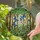 Blue Butterflies Stained Glass Forest Interior - Tiffany Jewel Tone Mosaic Dappled Sunlight Stained Glass Suncatcher - 2