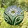 Large White Flower with Green Bud & Leaves - Tiffany Style Stained Glass Mosaic Art Dappled Sky Stained Glass Suncatcher - 1