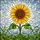 Vibrant Yellow Sunflower Stained Glass with Green Leaves & Mosaic Sky Window Decor Stained Glass Suncatcher - 5