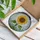 Vibrant Yellow Sunflower Stained Glass with Green Leaves & Mosaic Sky Window Decor Stained Glass Suncatcher - 3