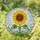 Vibrant Yellow Sunflower Stained Glass with Green Leaves & Mosaic Sky Window Decor Stained Glass Suncatcher - 1