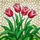 Tiffany Stained Glass Red Pink Tulips - Mosaic Background Floral Window Art Decor Stained Glass Suncatcher - 5